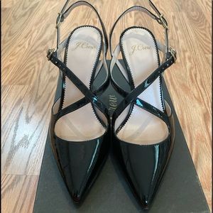 J. Crew Black Patent Strappy Elsie Pumps / Size 7